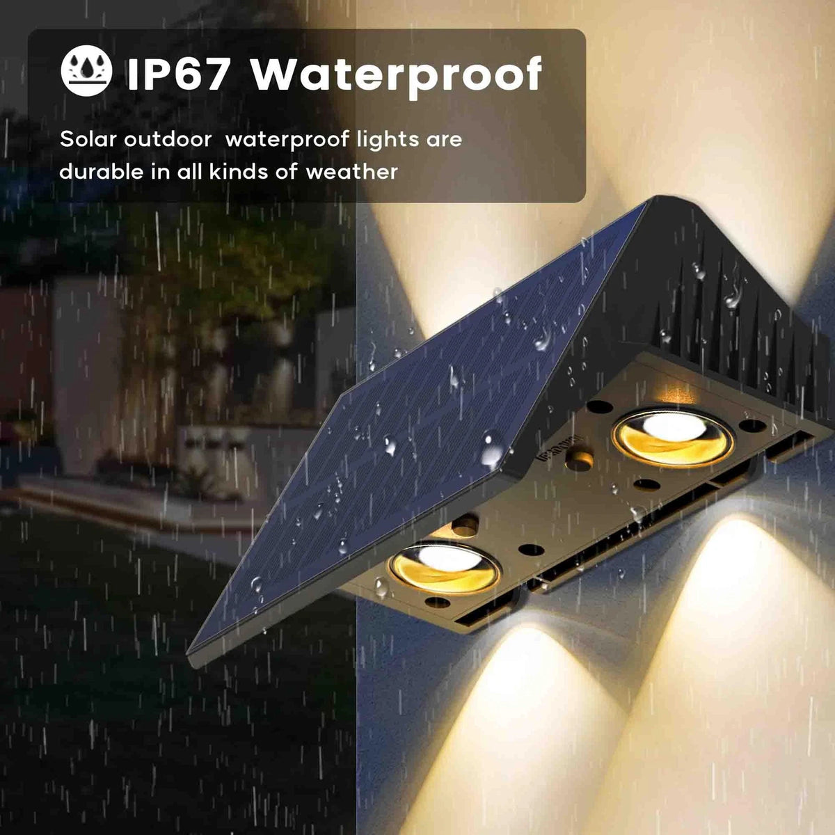 2X Solar Fence Lights for Flexible Installation (Up/Down)