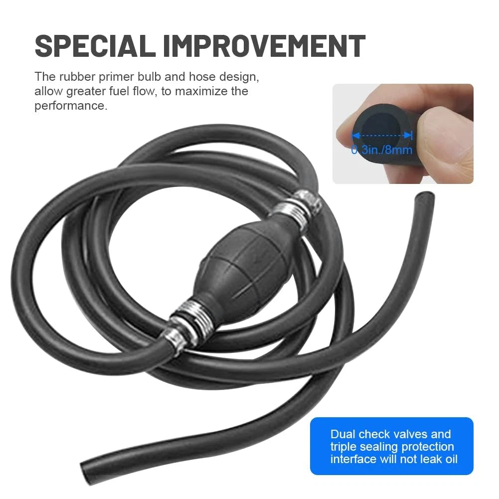 3/8" Rubber Fuel Line Assembly Kit for Marine Outboard Boat Motor