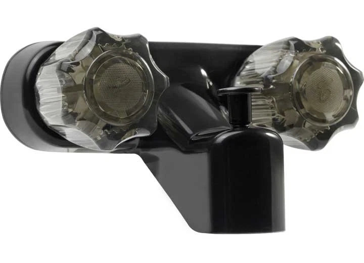 Dura Faucet Diverter Faucet for RV Tub & Shower (Black, Smoked Knobs)