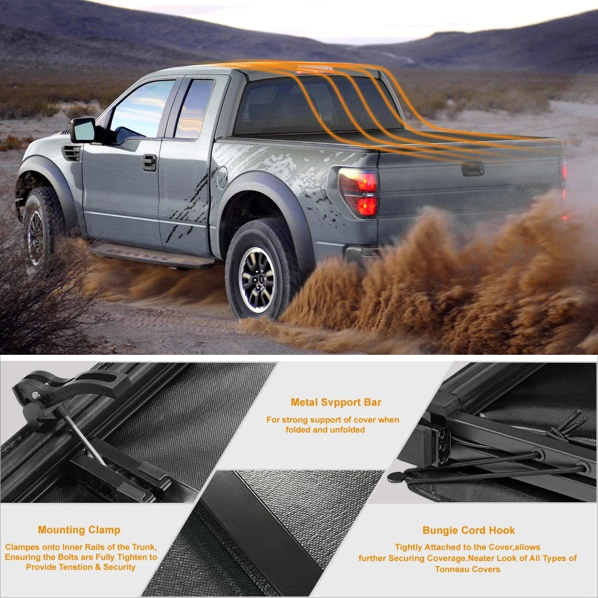 Vinyl Soft Top Tri-Fold Tonneau Cover for Silverado/Sierra (2007–2014) 6.5' Bed