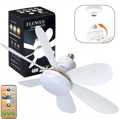 Socket Ceiling Fans with Lights and Remote - Dimmable LED