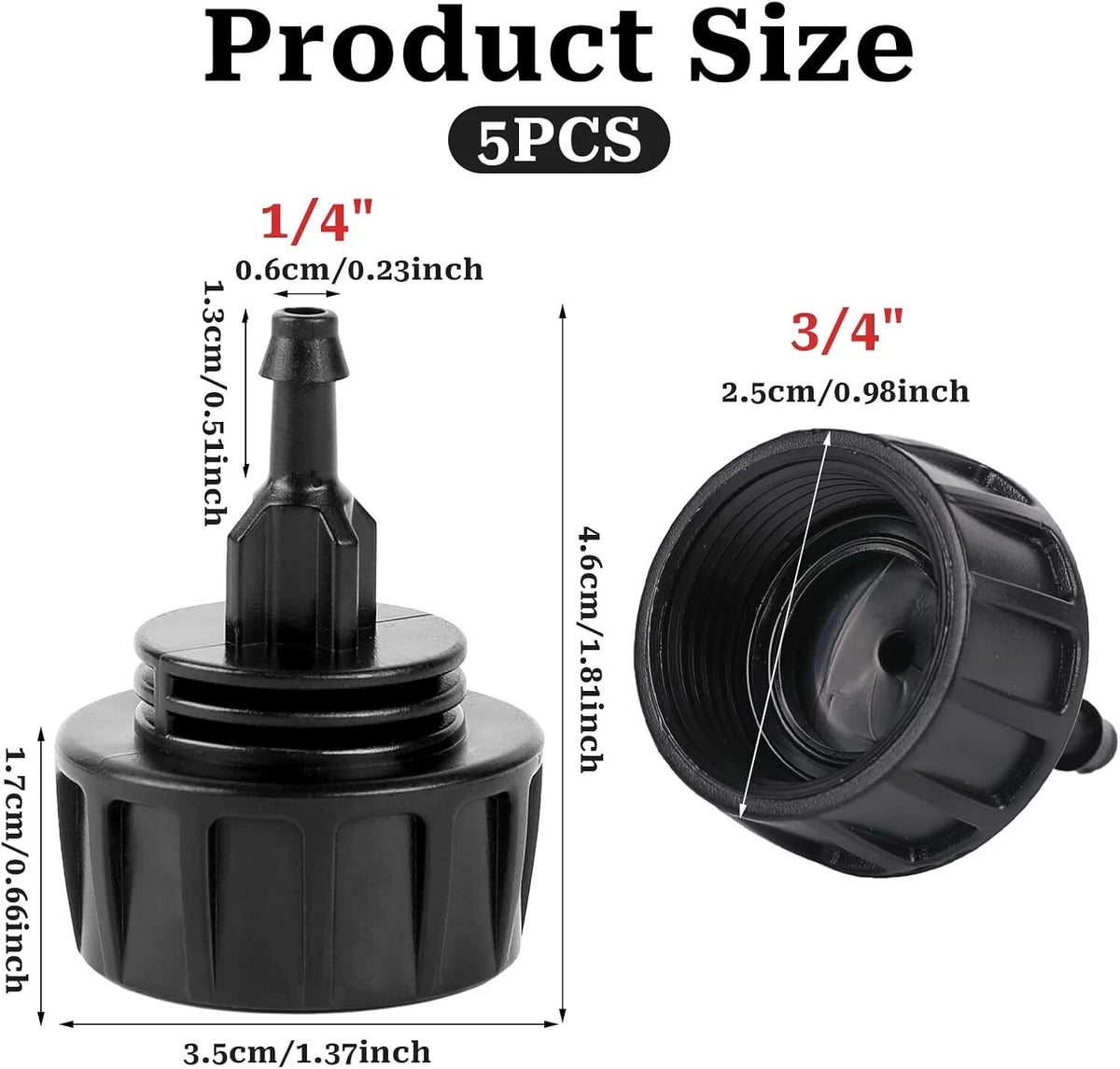 5 Pack 1/4 Inch Drip Irrigation Tubing to Faucet/Garden Hose Adapter