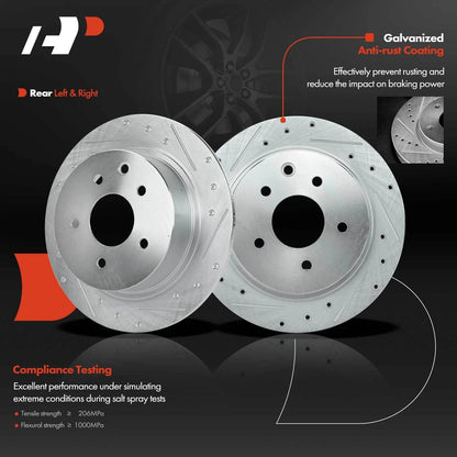 Rear Drilled Brake Rotors & Pads & Wheel Hub Bearing for Nissan Sentra