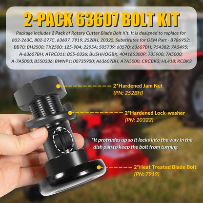 2X Rotary Cutter Blade Bolt Kit for Bush Hog, Howse, HICO