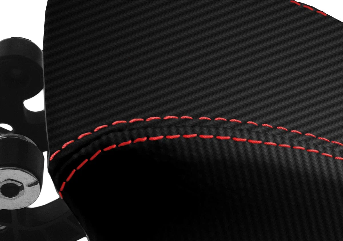 Console Lid Armrest Cover for Chevrolet Cruze (2016–2018) Carbon Fiber Red Stitch