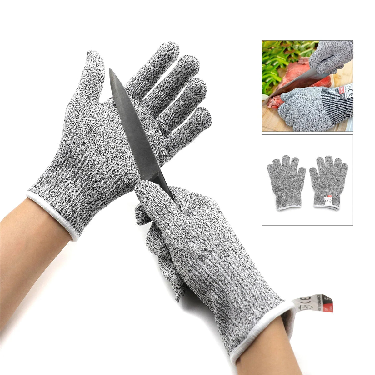 Set of 9 XL Safe Cut Resistant Gloves Level 5 Protection for Kitchen