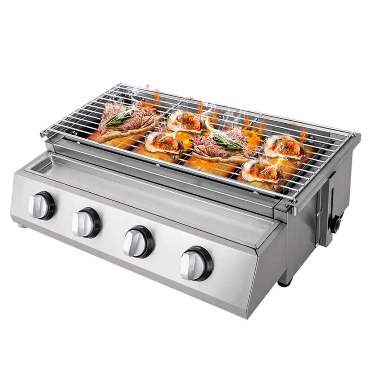 4-Burner Gas BBQ Grill for Outdoor Camp Picnic Barbecue