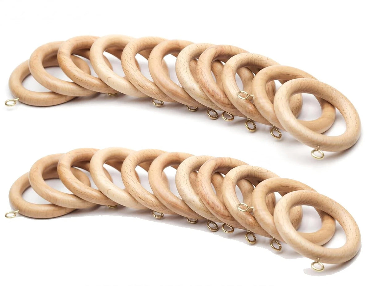 Set of 24 Wooden Curtain Rings for Window and Door Decor