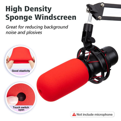 HyperX QuadCast Boom Arm with Red Microphone Covers