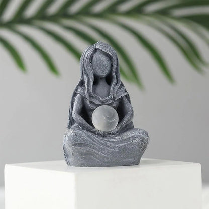 Moon Goddess Statue for Desktop Decor (Resin, Gray)