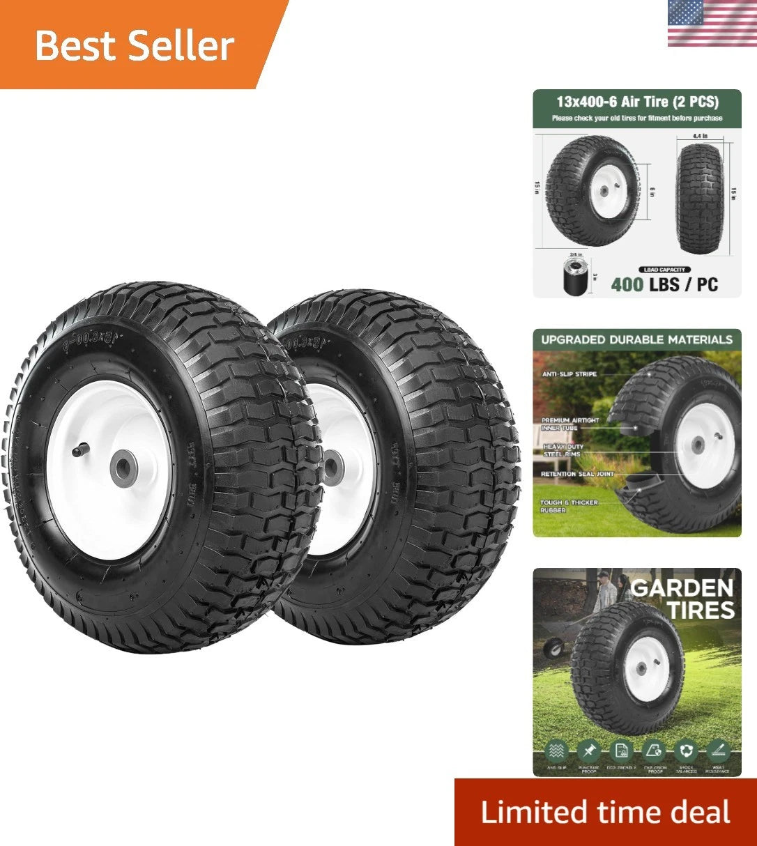 2X Puncture-Proof Pneumatic Tires for Outdoor Equipment
