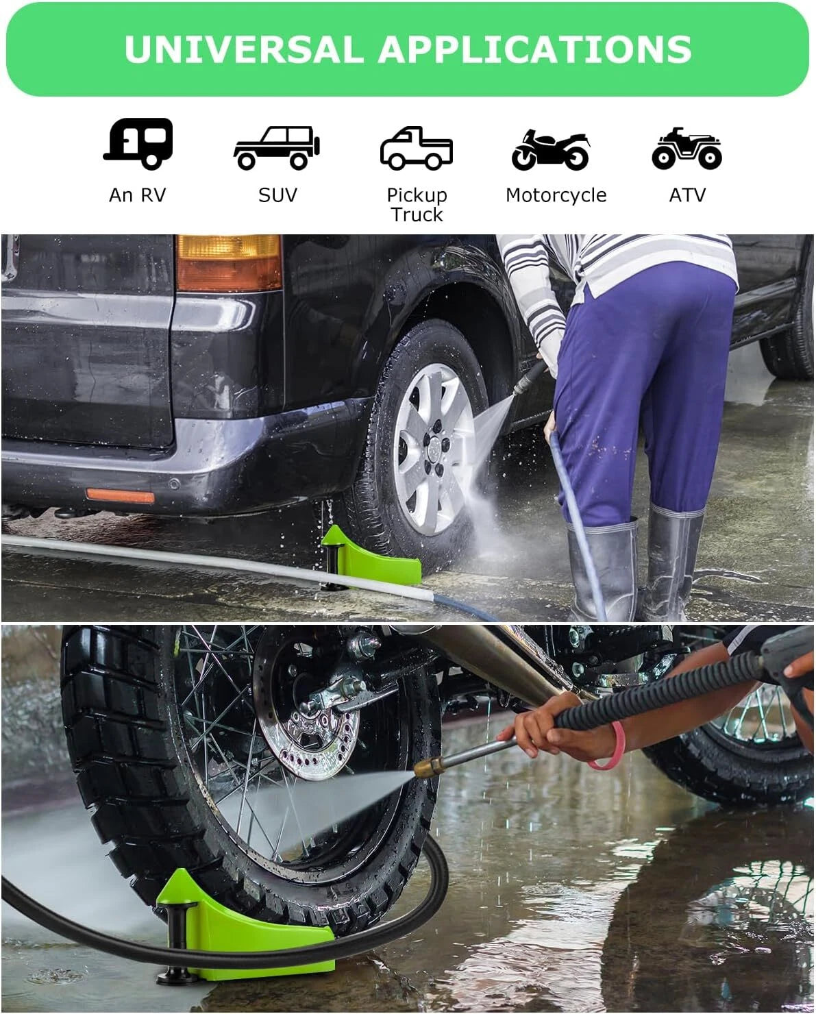 4X Car Hose Guide for Wash Detail Tire Roller Green