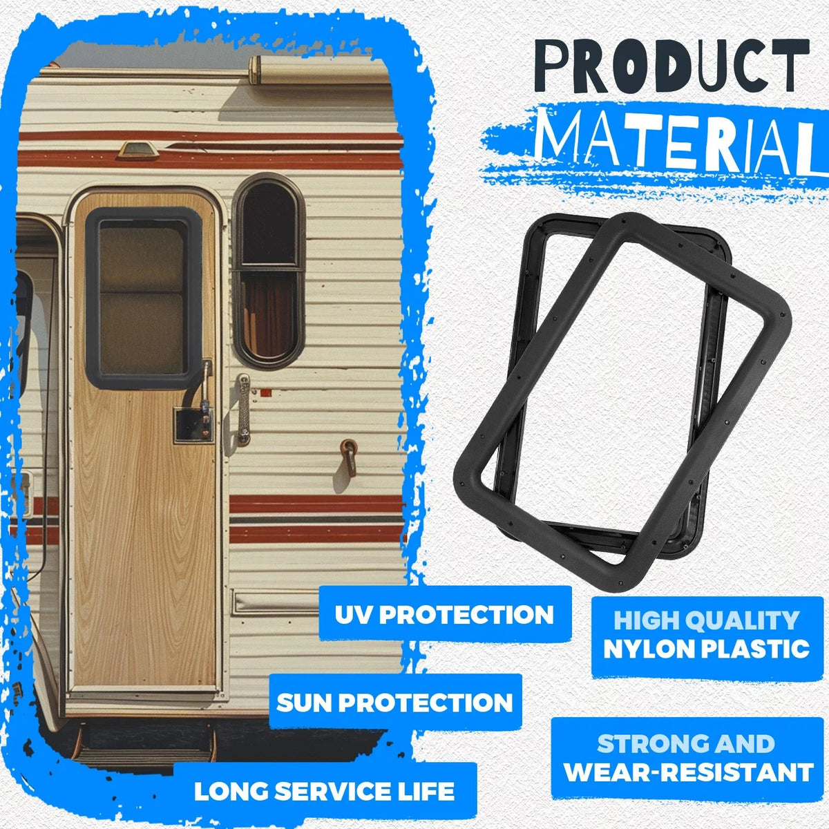 RV Entrance Door Window Frame for Camper Trailer (15.7" x 24.8")