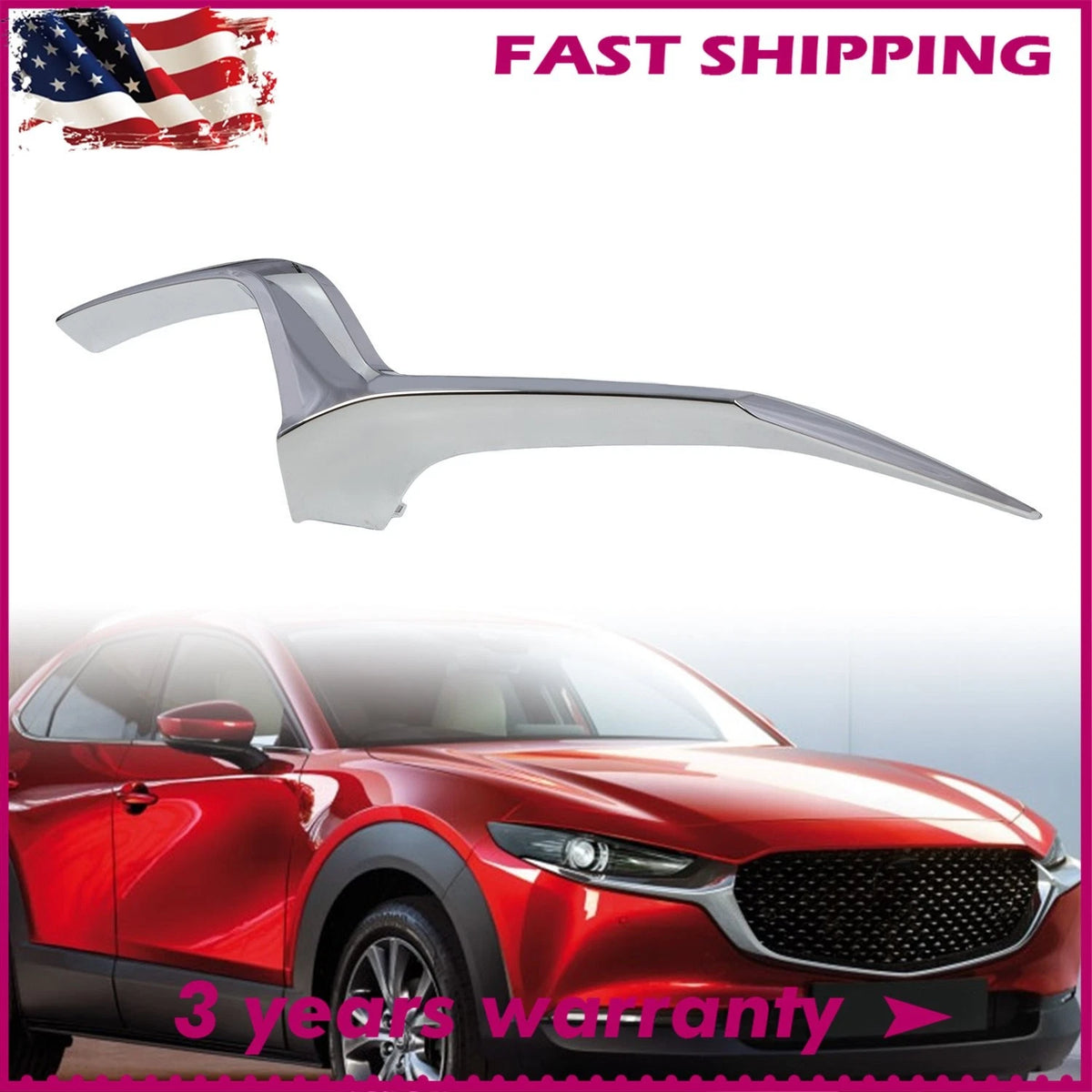 Front Bumper Chrome Molding Trim for Mazda CX-30 (2020–2023) DGH9507J0, DGH9507J0A, DGH9507J0B