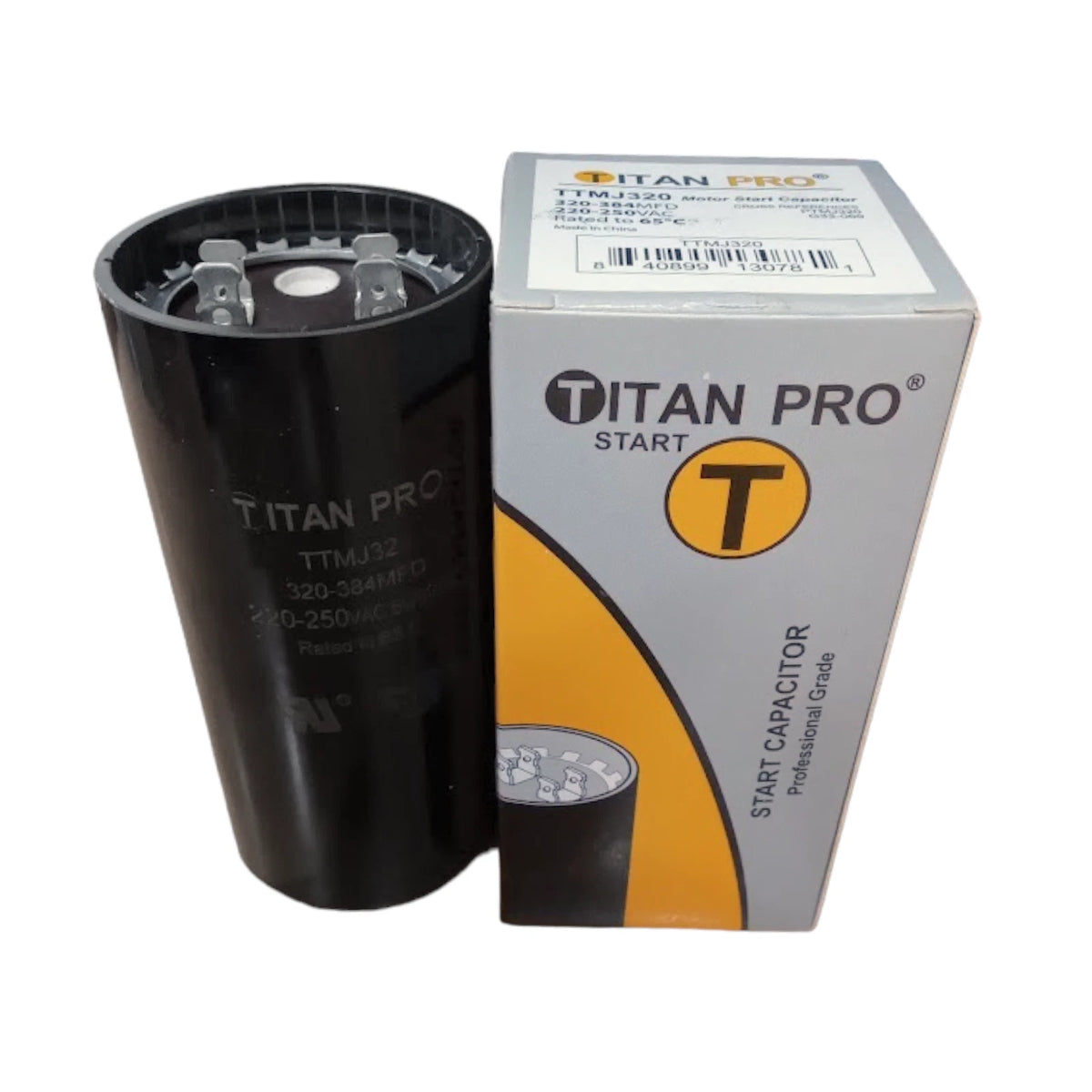 Motor Start Capacitor for Titan Pro TTMJ320 (320-384 MFD UF / 220-250 VAC)
