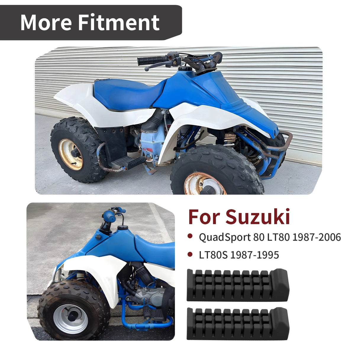 2X Foot Peg Rest Rubber for Suzuki QuadSport 80 LT80 (1987–2006) 43551-40B00