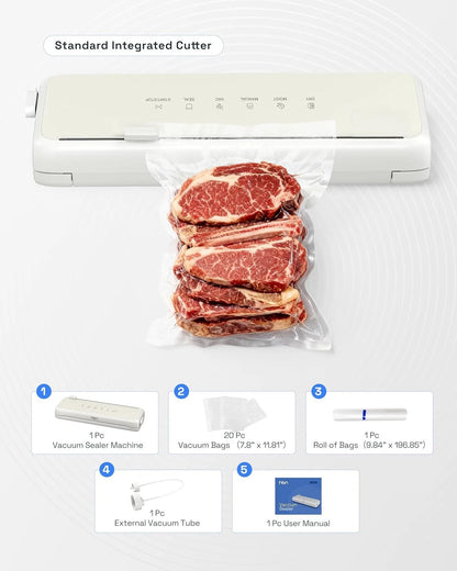 Vacuum Sealer for Food Storage with 1 Roll & 20 Bags