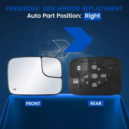 Passenger Side Heated Mirror Glass for Dodge Ram 1500 2500 3500 (2005–2009)