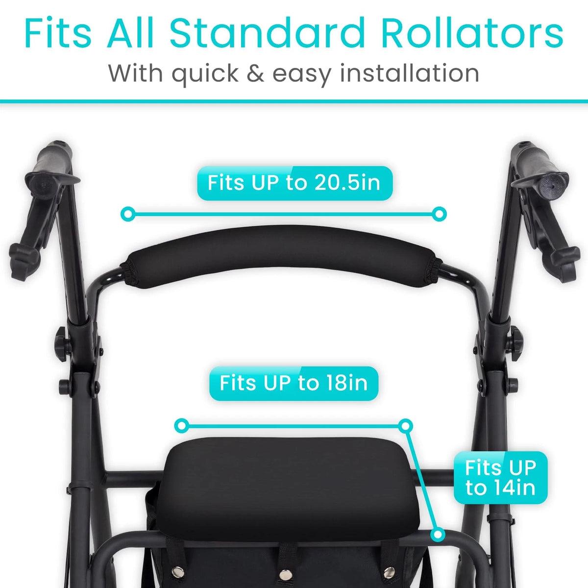 Seat and Backrest Covers for Vive Rollator Walker - Removable, Washable Black
