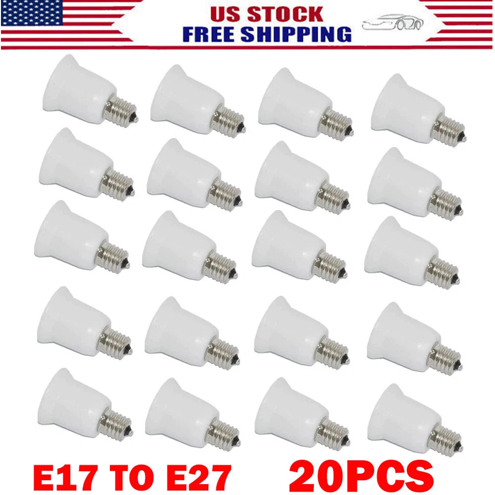20X E17 to E27 Socket Base Adapter for LED Halogen CFL Bulbs