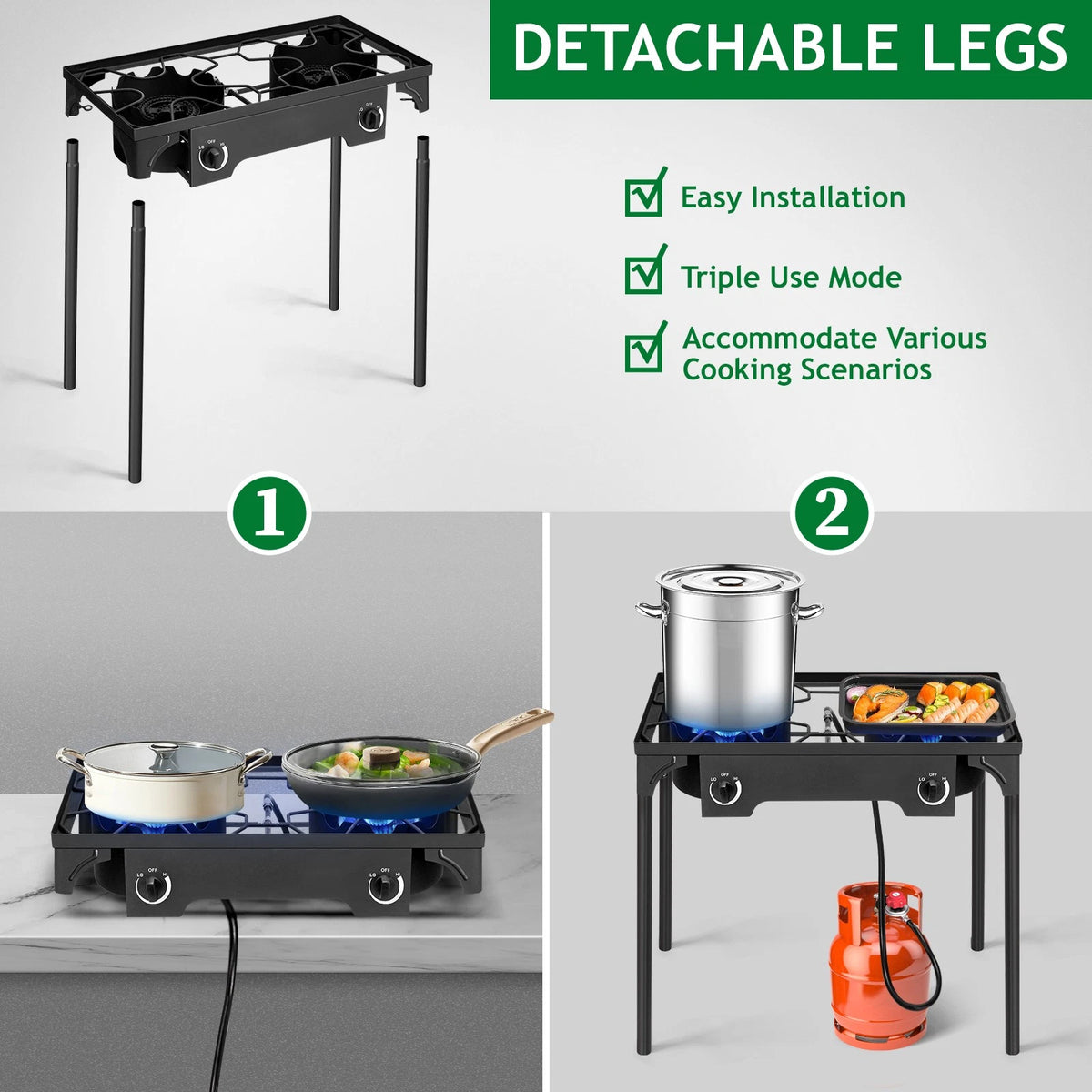 2X Outdoor 150000 BTU Propane Double Burner Stove Portable Cooker BBQ Grill