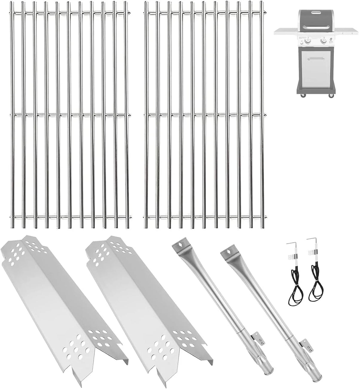 Set of 2 Stainless Steel Grill Replacement Parts for 2-Burner Grills