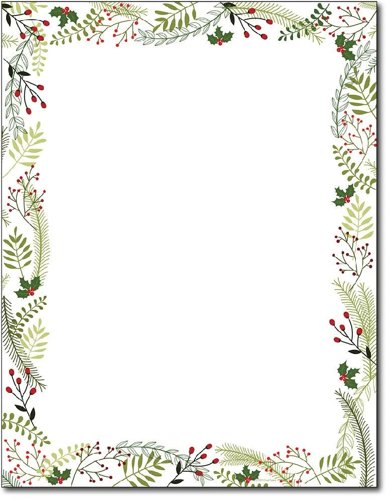 80 Sheets Merry Twigs Holly Christmas Stationery Paper for Holiday Letters