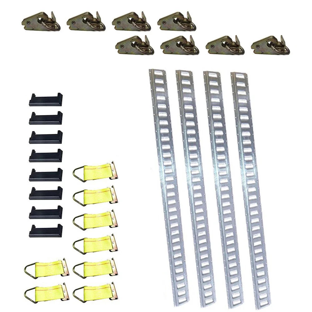 E-Track Kit for (8' with 4 Galvanized Rails, 8 End Caps)