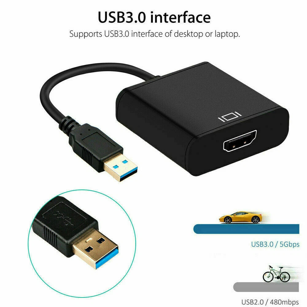 HD 1080P USB 3.0 to HDMI Video Cable Adapter for PC Laptop HDTV (No Years)