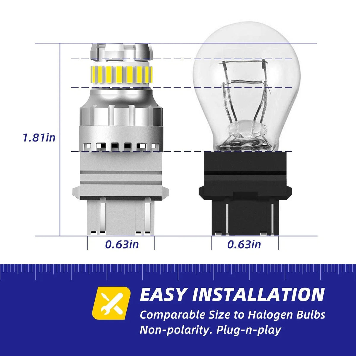 2X 3157 3156 LED 6500K Reverse Backup Brake Tail Light Bulbs for