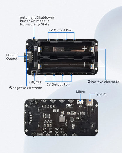 2X Battery Holder with USB Port for DIY Projects (30CM)