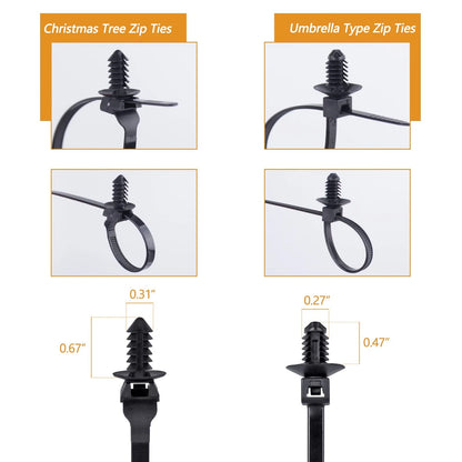 160Pcs Nylon Cable Tie Buckle Zip Clips for Automotive Applications