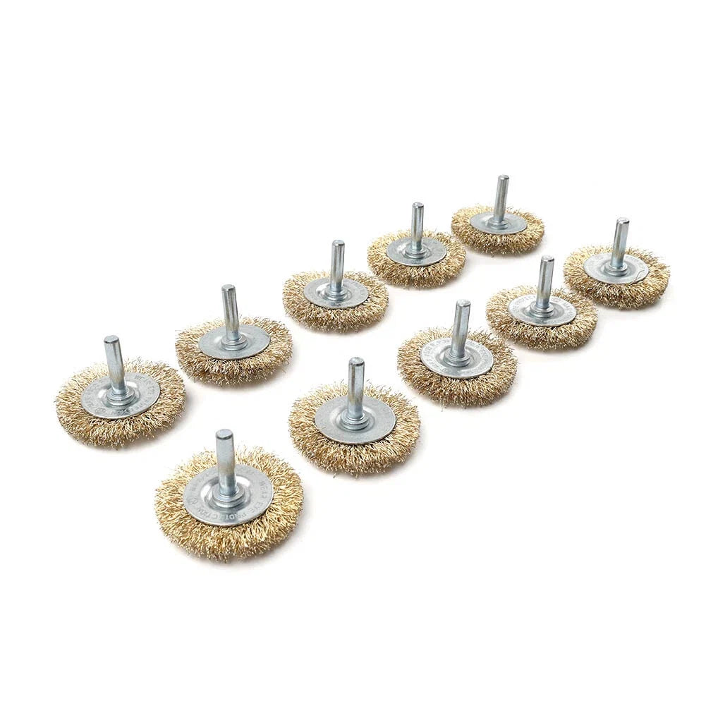 10 Pcs 2 Inch Wire Wheel Brush for Bench Grinder (Copper Plated, Crimped Steel)
