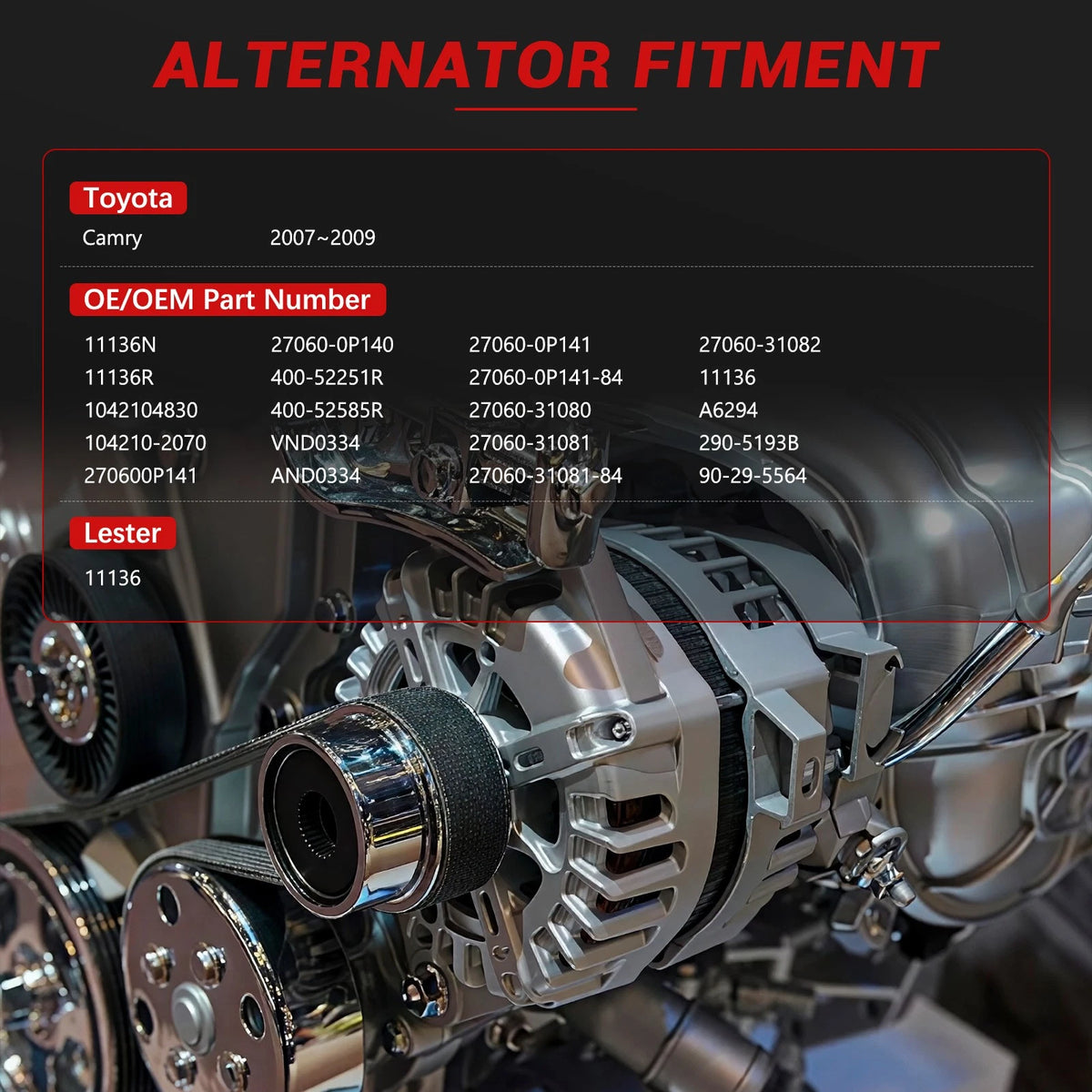 Alternator 11136R for Toyota Camry Highlander RAV4 Lexus RX350 (2000–2023)