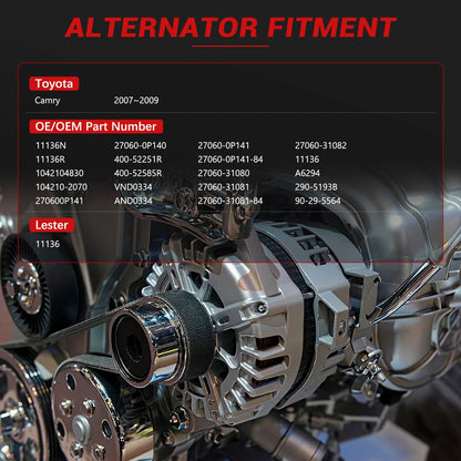 Alternator 11136R for Toyota Camry Highlander RAV4 Lexus RX350 (2000–2023)
