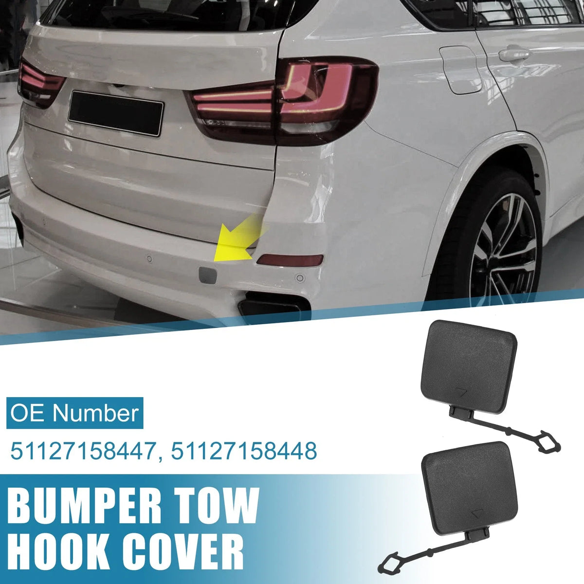 2X Rear Bumper Tow Hook Cover for BMW X5 (2014–2020) 51127158447 51127158448