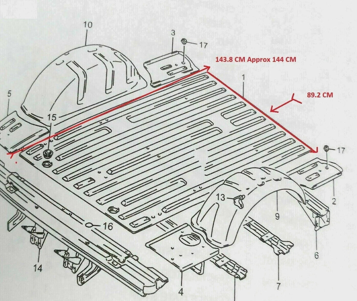 Rear Floor Panel for Suzuki SJ413 SJ410 Samurai Sierra (62111 M 80350, 62111-80350)