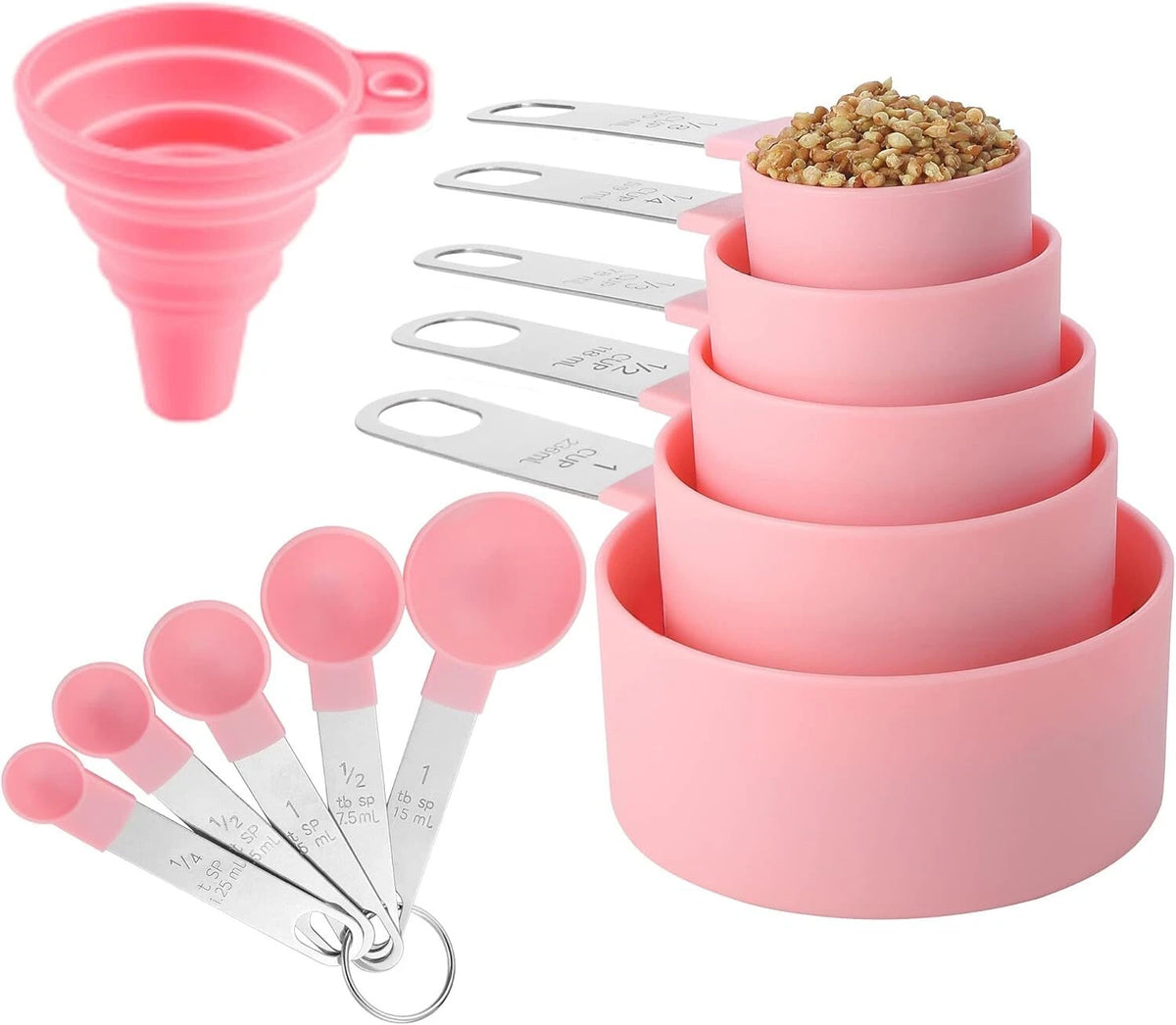 Set of 4 Measuring Cups and Spoons for Kitchen (6.8 x 3.8 x 2.5 in)