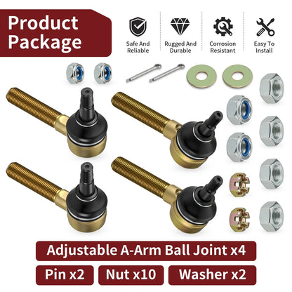Set of 4 Adjustable A-Arm Ball Joints for Honda TRX450ER/TRX450R (2006–2014)