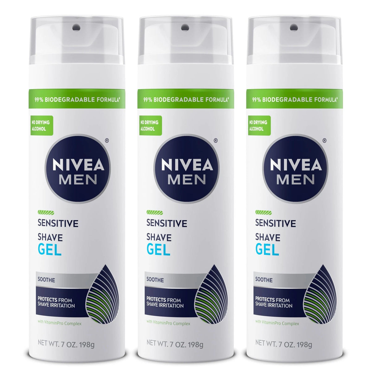Pack of 3 Nivea Men Sensitive Shave Gel 7 oz for Men