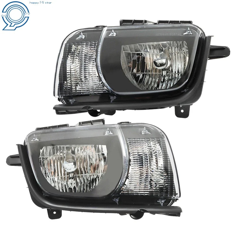 Set of 2 Halogen Headlights for Chevrolet Camaro (2010–2013) Black Housing
