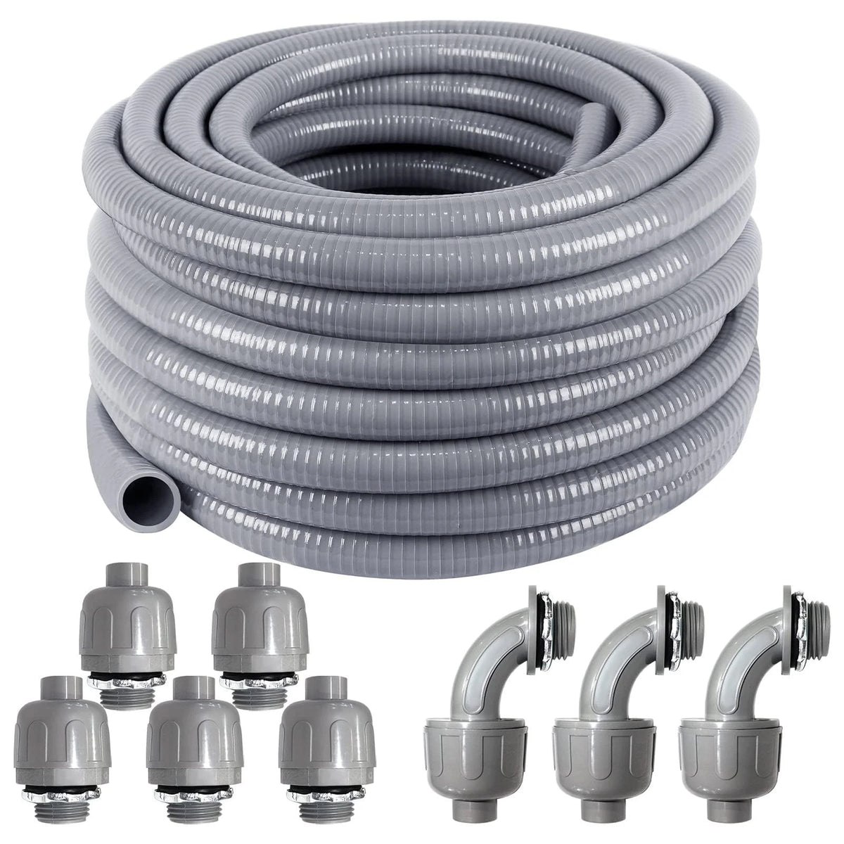 Set of 8 Connectors for Liquid-Tight Conduit 1/2IN (50 ft)