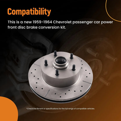 Brake Disc Conversion Kit for Chevy Bel Air/Biscayne/Brookwood (1959–1964) H8TR9E, 7" Brake Booster & Master Cylinder Assembly, Front Brake Hard Lines