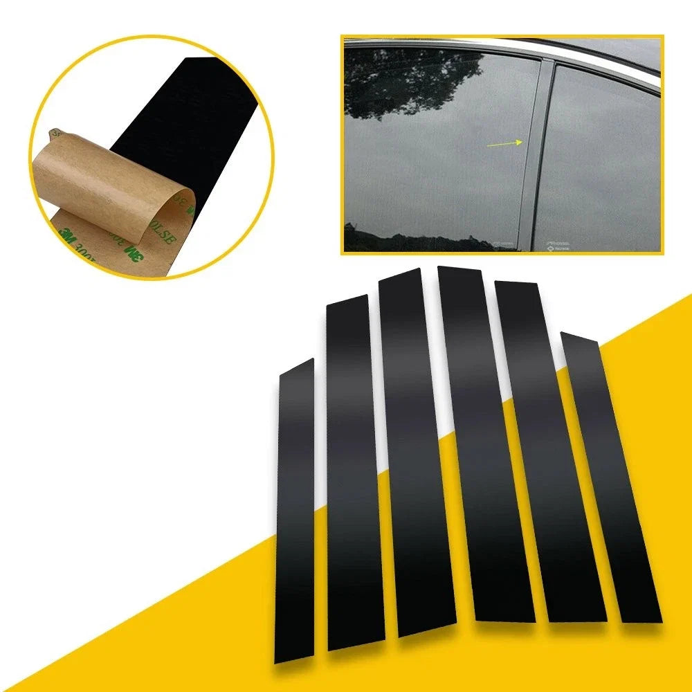 Set of 6 Black Window Pillar Posts Trim for Honda CR-V (2007–2011)
