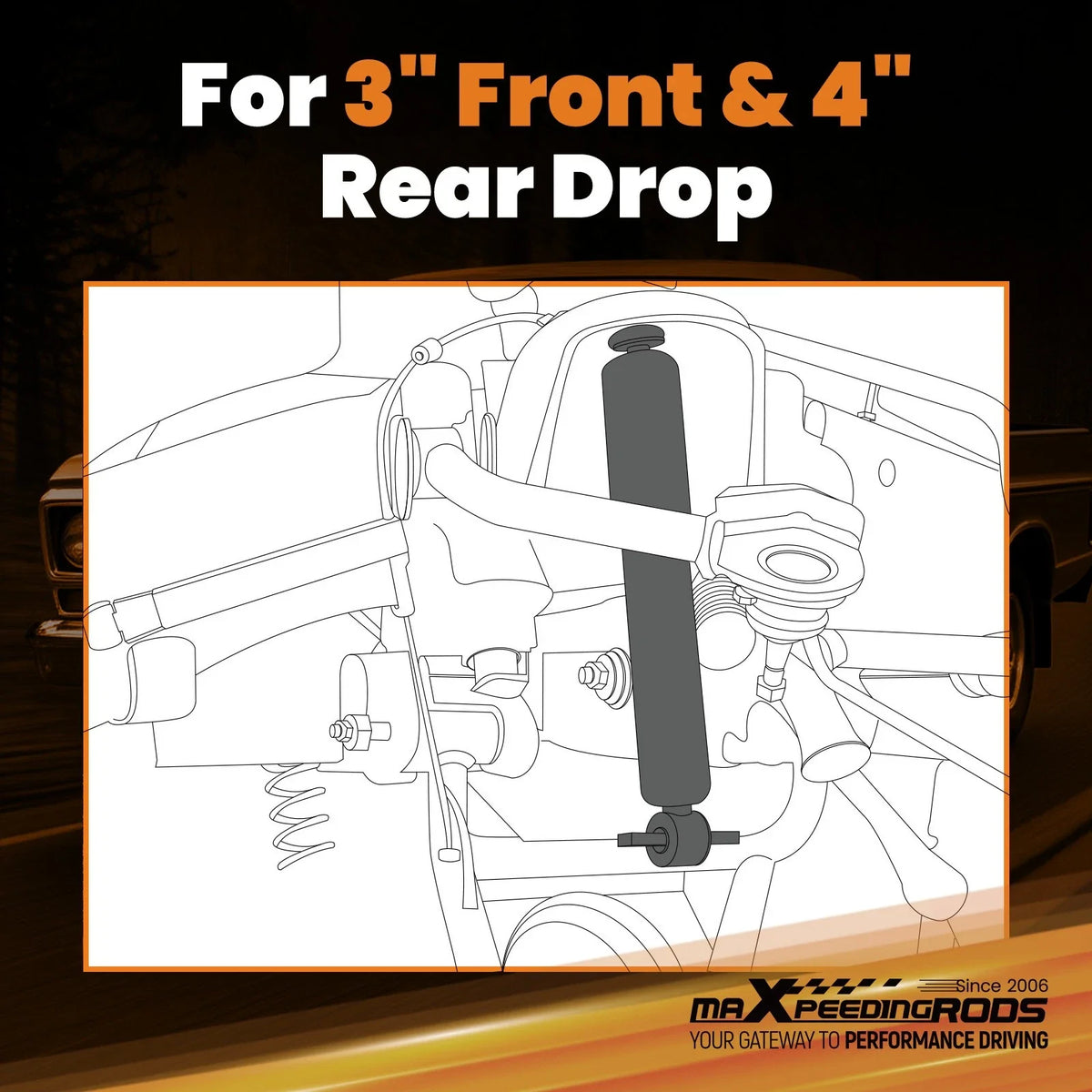 3" 4" Drop System Shock Kit for Ford F100 2WD (1973–1979)