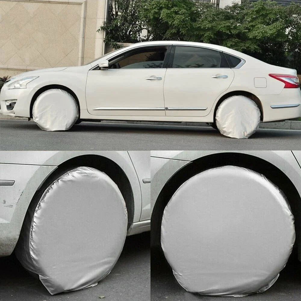 12"-15" Silver Spare Wheel Tire Cover for Universal Cars (Fits 27"-29")