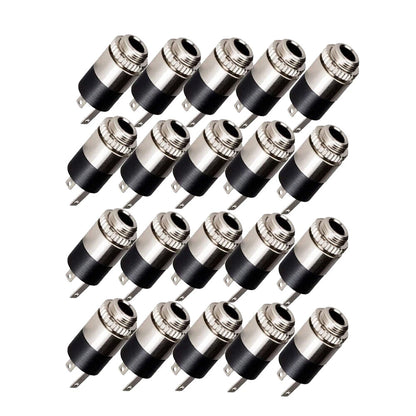 20 Pack 3.5mm Female Stereo Audio Jack Connector Panel Mount Plug