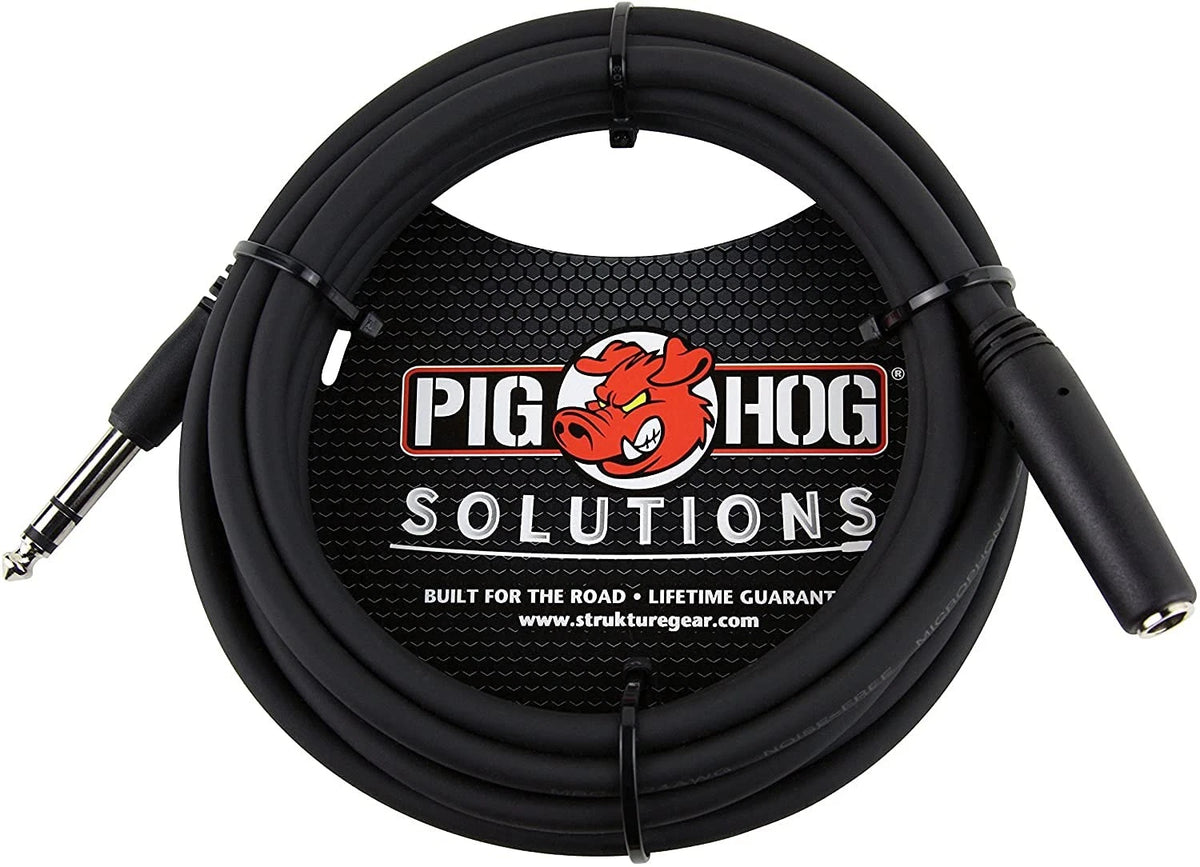 1/4" TRSF to TRSM Headphone Extension for Pig Hog PHX14-10 (10 Feet)