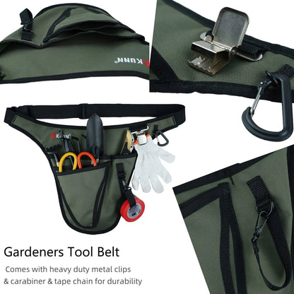 Garden Tool Belt for Adjustable Waist (One Size) - Durable Green