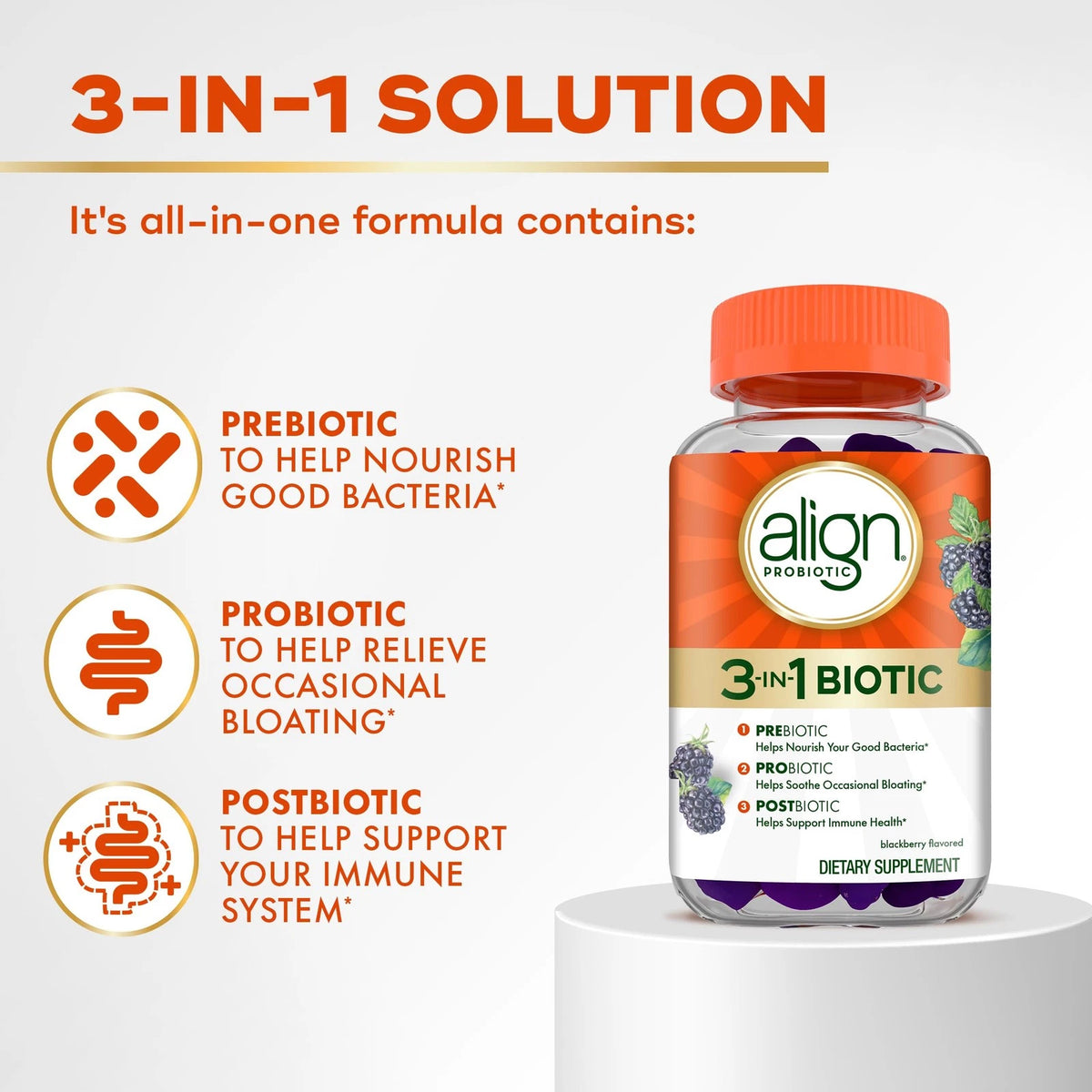 3-in-1 Biotic Gummies for Align Probiotic (50 Count)